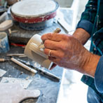 Daniel Boyle at work in his pottery 2019